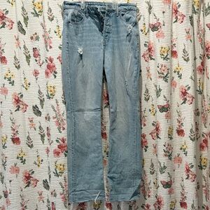 Old Navy Light Blue Distressed Straight Leg Jeans